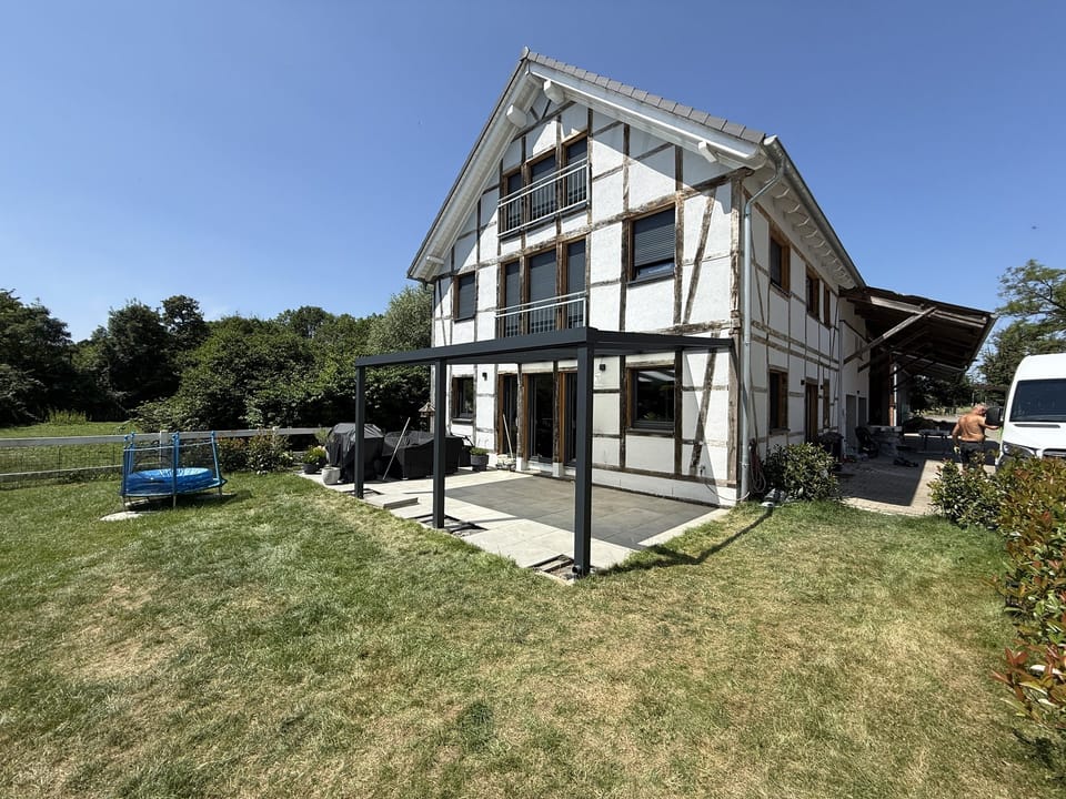 Terrassendach Green-400 mit VSG-Glasdach am Fachwerkhaus, Hamm